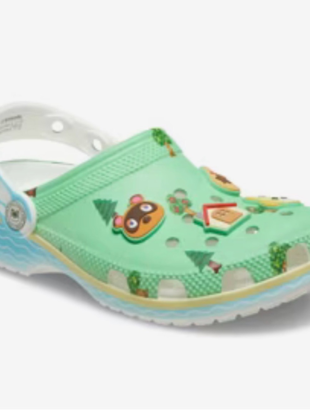 CROCS Kids Green Blue White Animal Crossing Clog Shoes - Picture 5 of 8